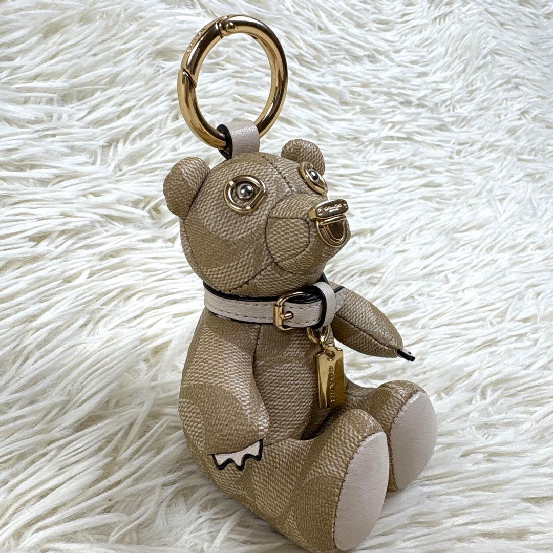 美品、コーチ、COACH、シグネチャー、ベア、チャーム、キンホルダー