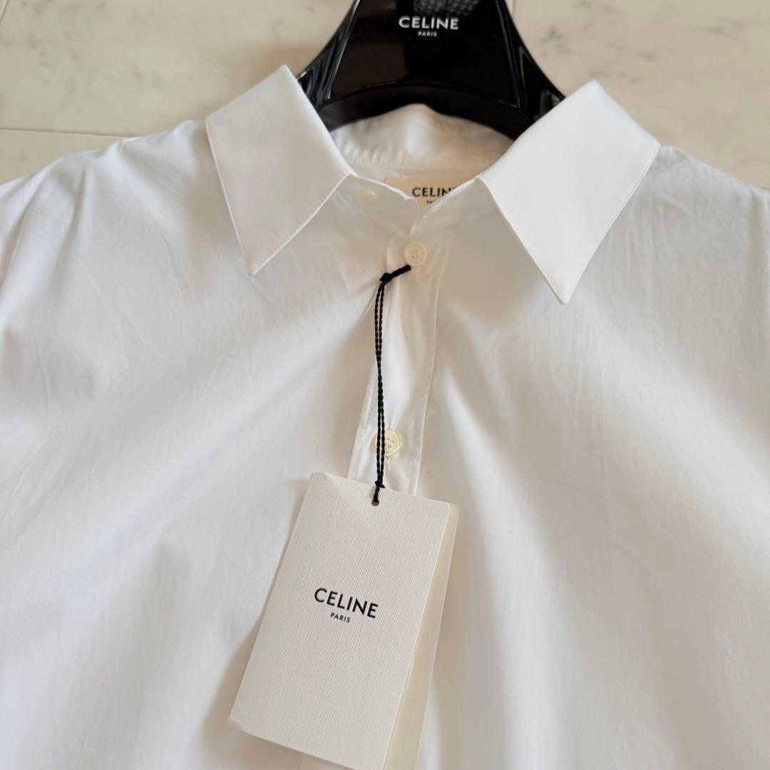 新品同様 タグ付き★CELINE エディ期 コットンドレスシャツ 44 ホワイト