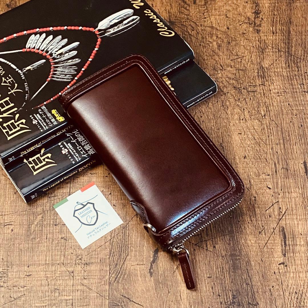 サドルレザー ラウンドファスナー メンズ財布 長財布 本革 ハンドメイド YKK