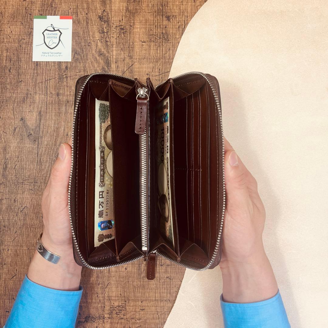 サドルレザー ラウンドファスナー メンズ財布 長財布 本革 ハンドメイド YKK