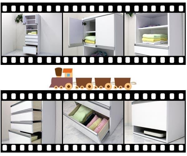 洗面所収納 キャビネット ランドリー チェスト 幅60 白 日本製 完成品