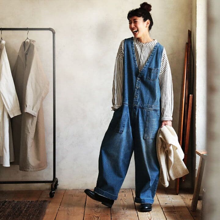 【低身長おすすめ訳あり】soulberry 　店長のデニムなサロペット　L