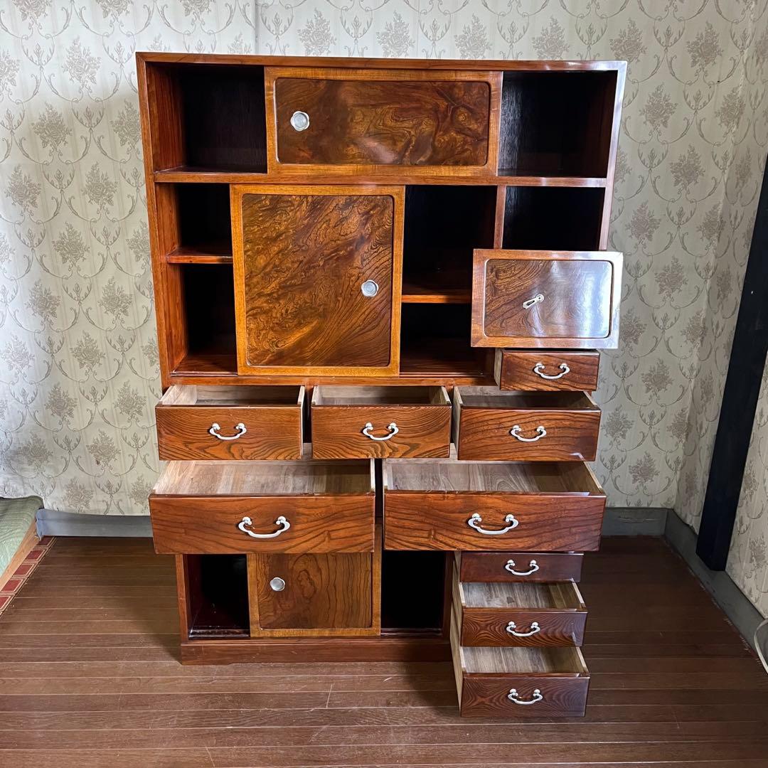 【アンティーク】昭和レトロ 木製 茶箪笥 食器棚 サイドボード 古民家 古家具