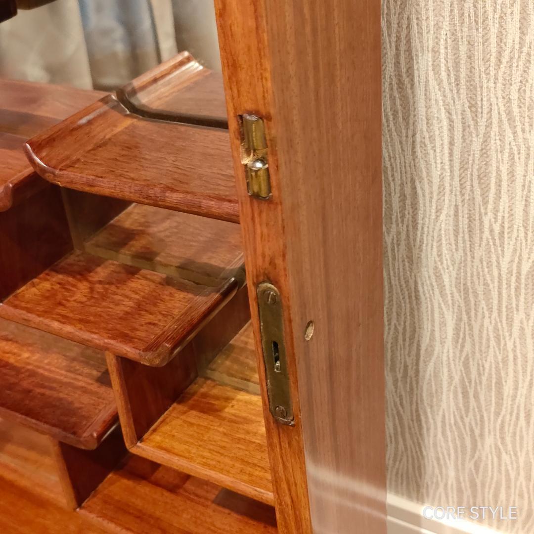 唐木家具　コレクションケース　鏡　壁掛け　アンティーク　A4