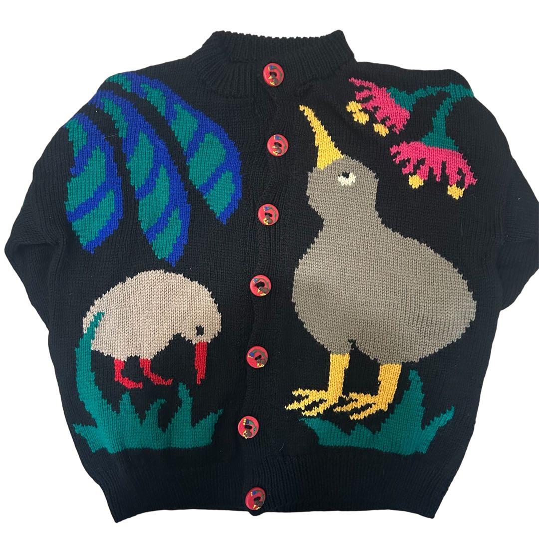 メ*3様 BONZO 手編み ニットセーター 黒 動物柄
