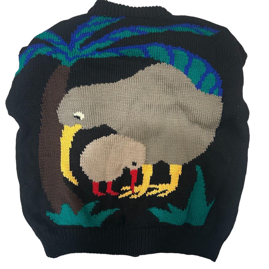 メ*3様 BONZO 手編み ニットセーター 黒 動物柄