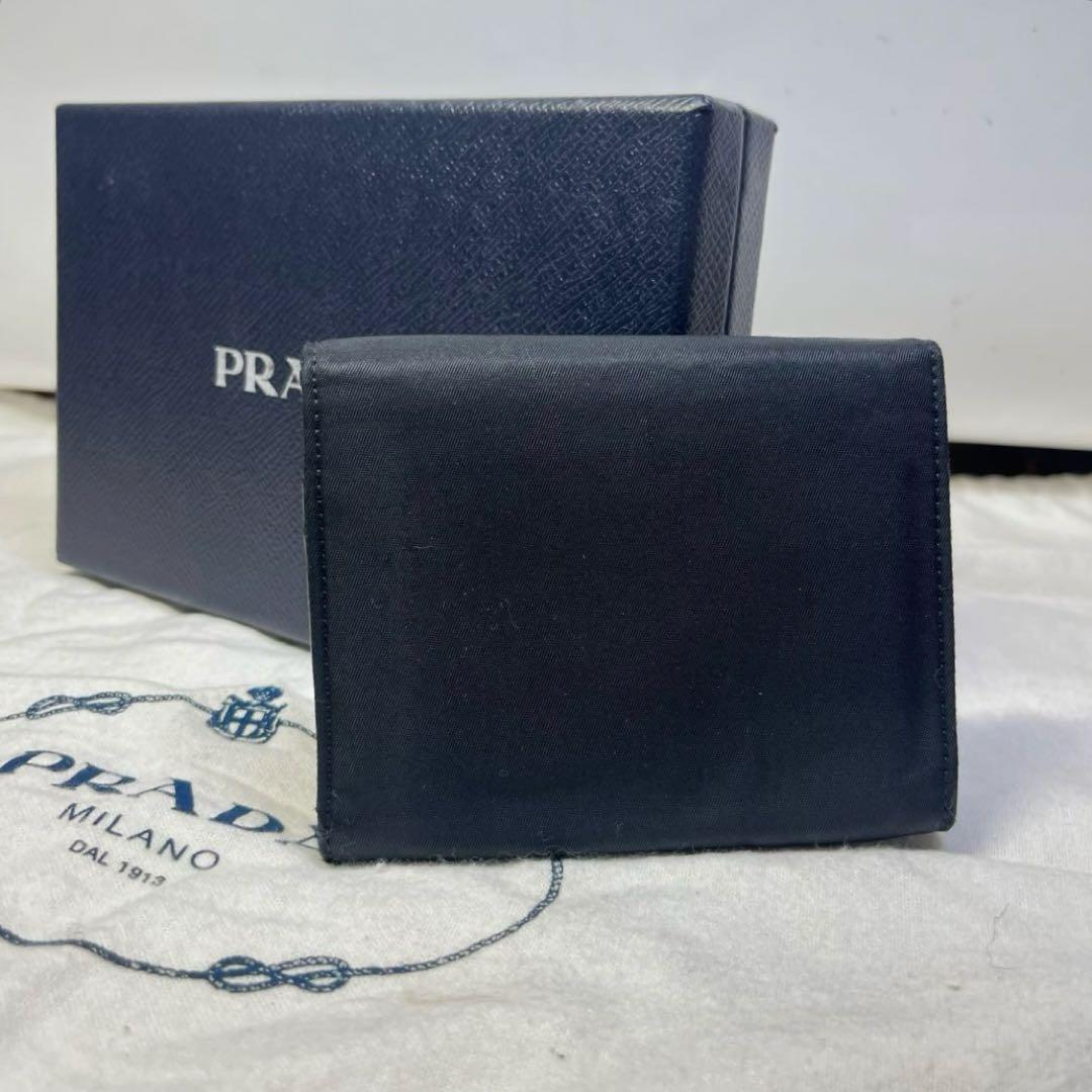 正規品　PRADA プラダ　三つ折り財布　三角プレート　ブラック　ナイロン