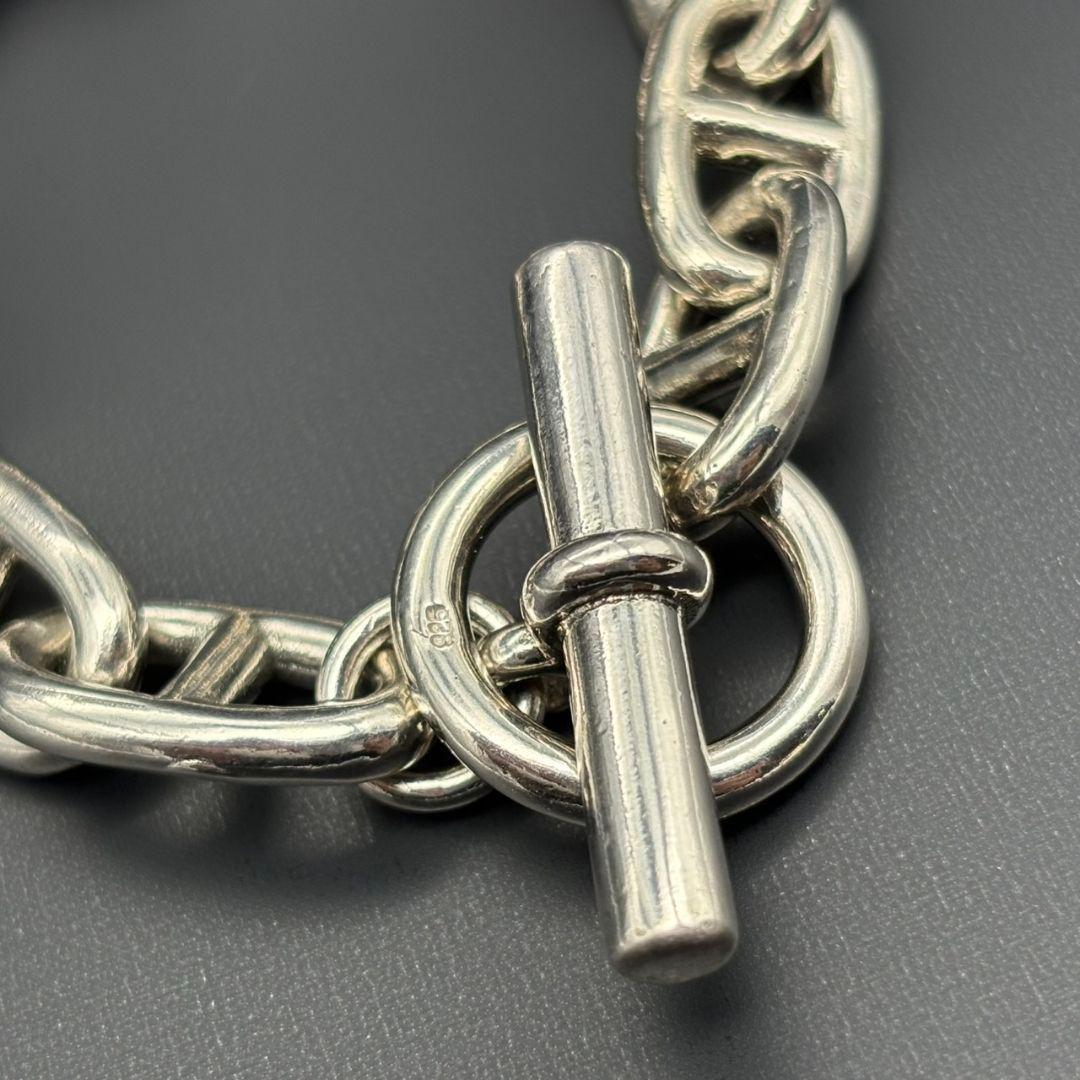 シルバー 925 シェーヌ 10コマ チェーン ブレスレット 刻印 銀