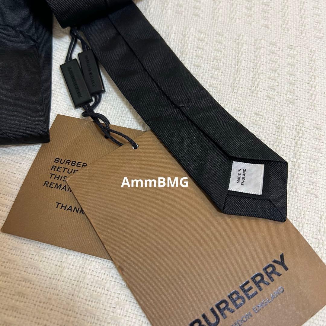 T*E様 新品3万　希少 Burberry ロゴ　ネクタイシルク　ブラック　TB