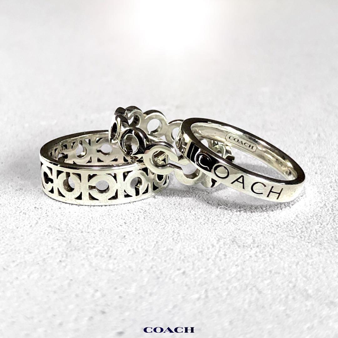 【超美品】COACH コーチ SV925 3連リング 指輪 約11号