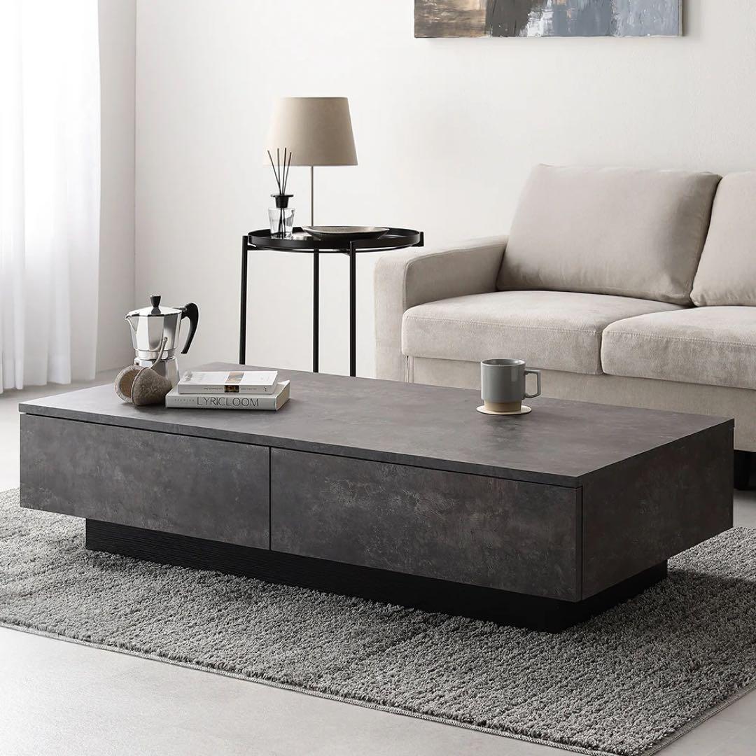 モダンセンターテーブル ストーングレー　1/2