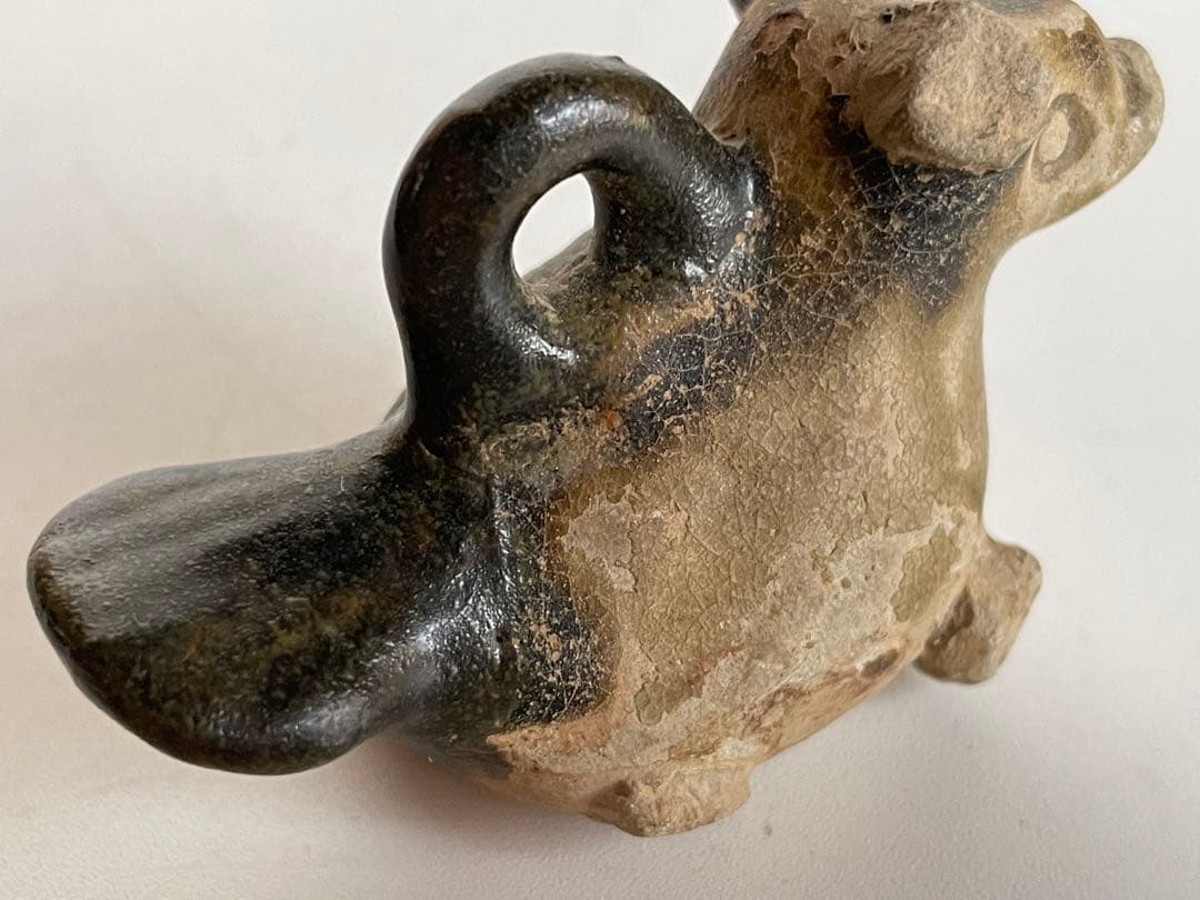 骨董　アンティーク　長沙窯　獣形玩具　犬　文鎮　土人形　民芸　民藝　発掘品