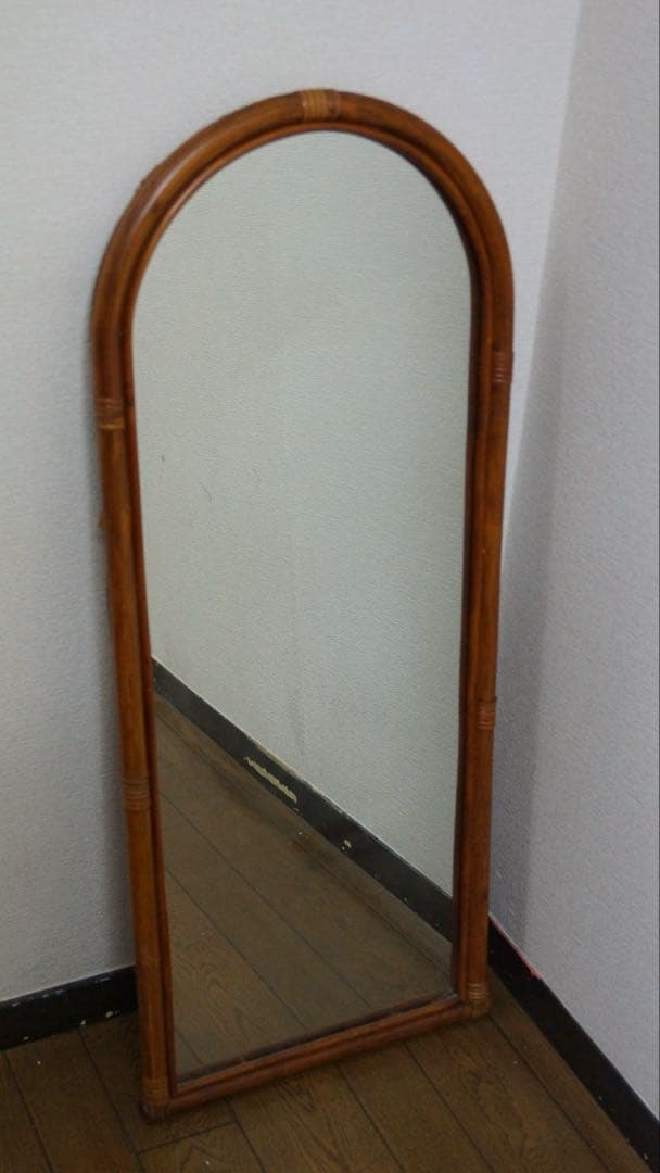 ラタン 姿見 スタンドミラー