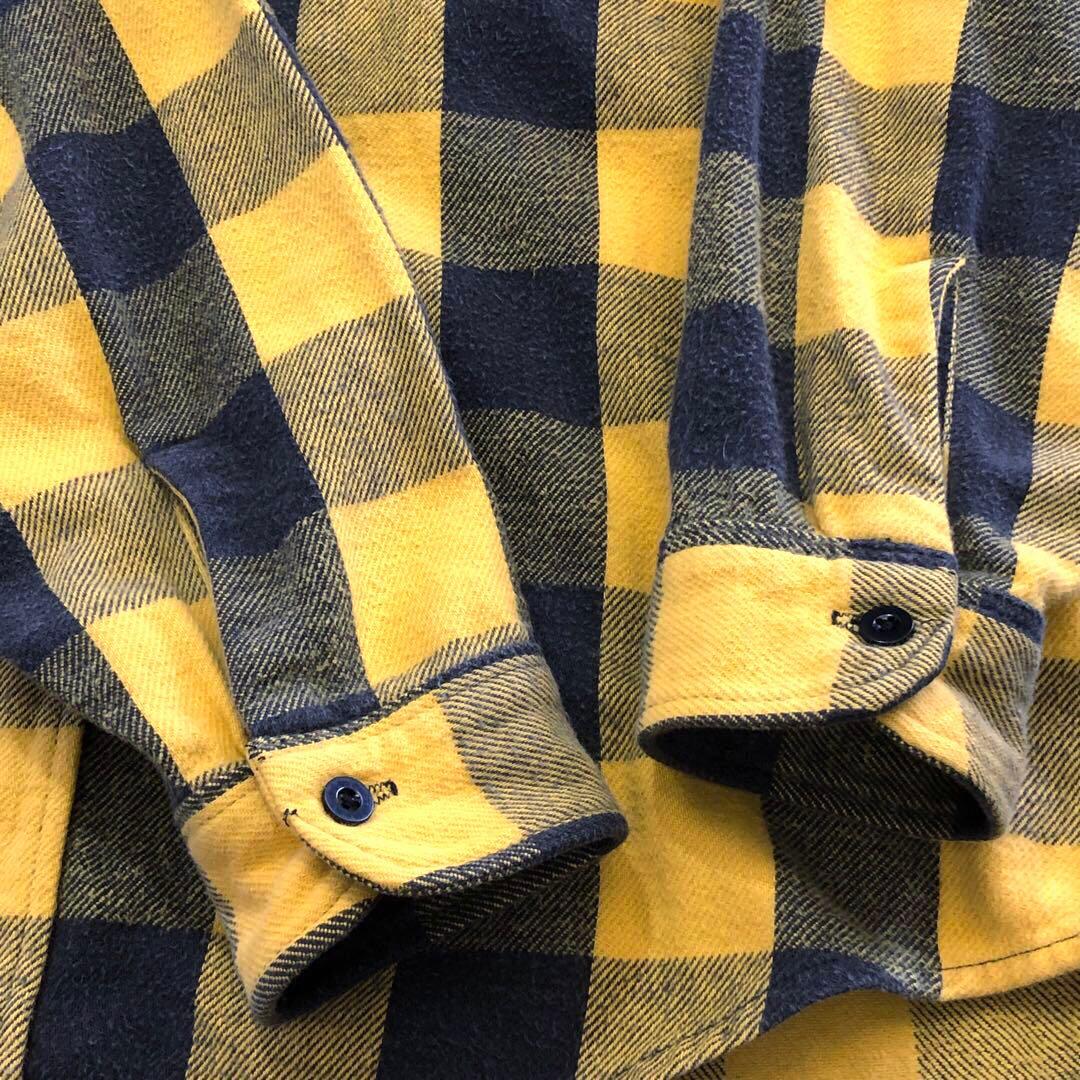 90s USA製 Prentiss ネルシャツ バッファローチェック イエロー
