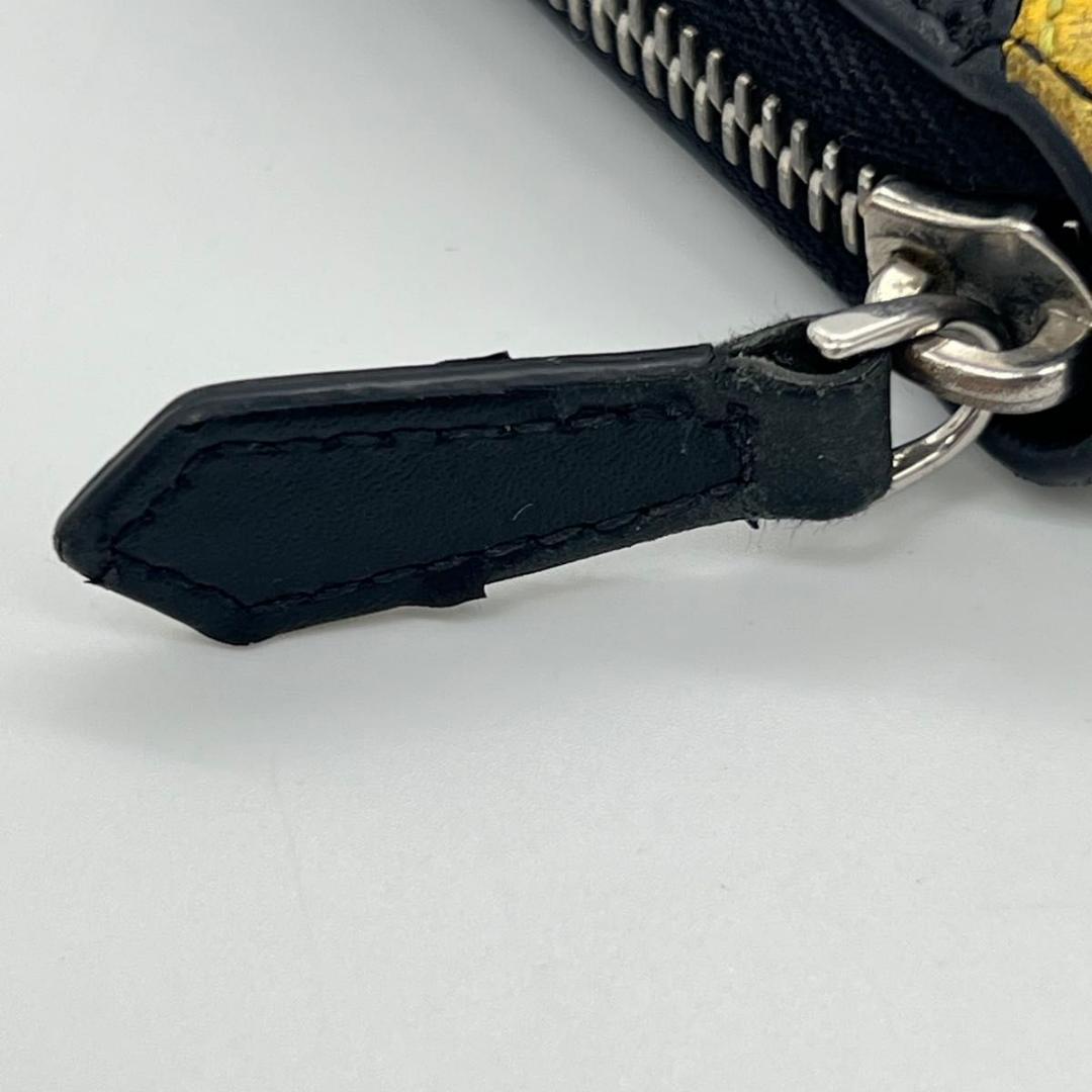 フェンディ ダイアゴナル　FF ズッカ柄 長財布 ブラック　イエロー レザー