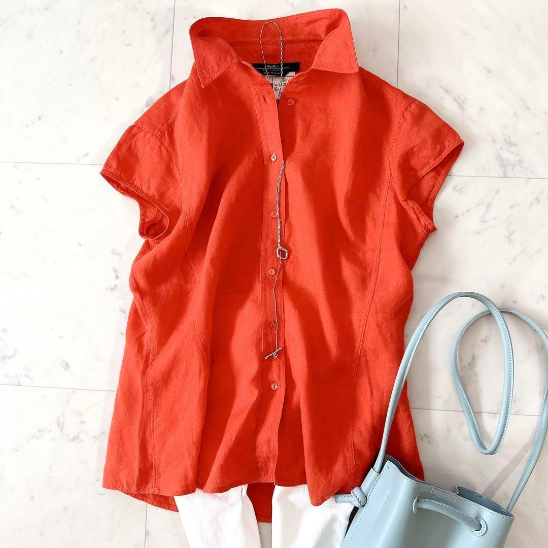 極美品♪マックスマーラ WEEKEND リネンフレンチスリーブシャツ イタリア製