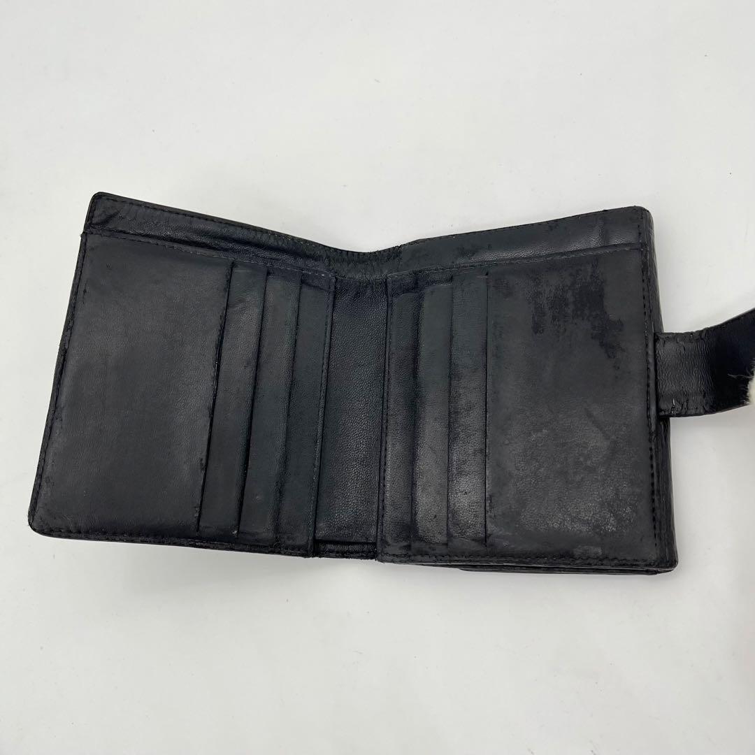 CHANEL 二つ折り財布 ココマーク コンパクト キャビアスキン 黒 レザー
