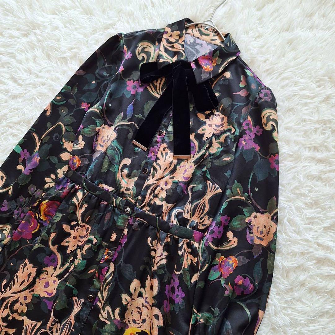 美品✨グレースコンチネンタル ローズオーナメントプリントワンピース 花柄ドレス