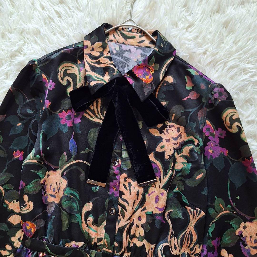 美品✨グレースコンチネンタル ローズオーナメントプリントワンピース 花柄ドレス