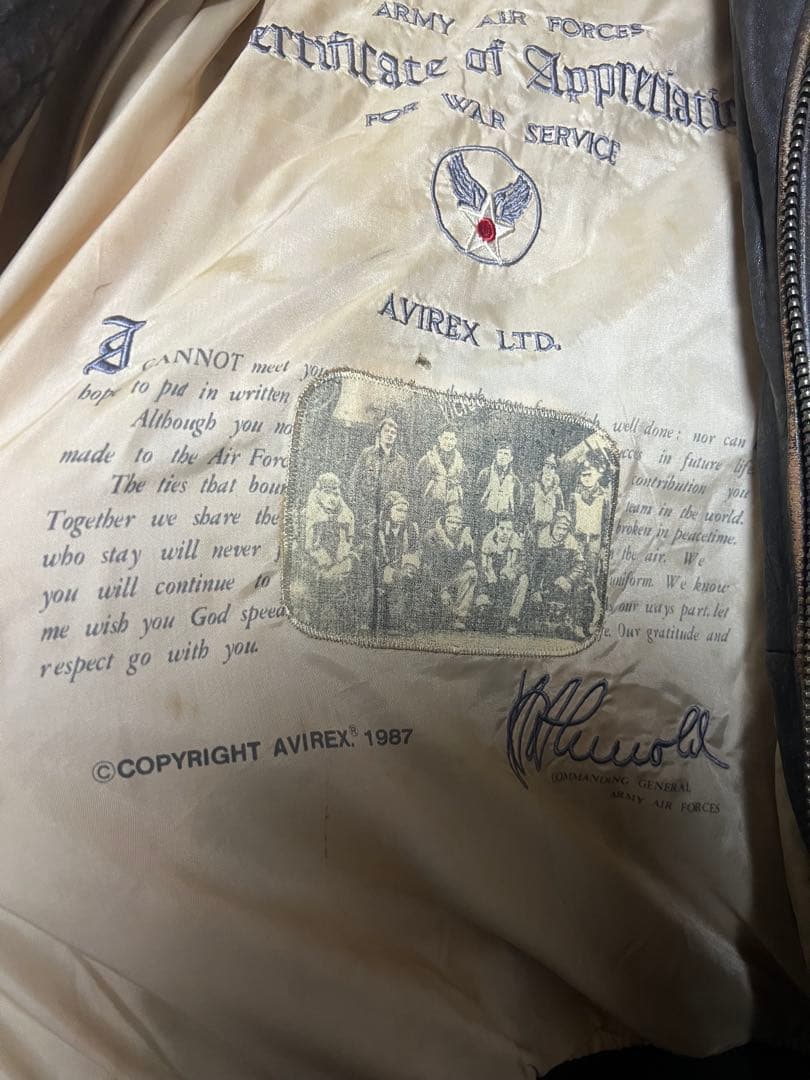 アヴィレックス A-2 フライトジャケット AVIREX シボ革 胸タグ 希少