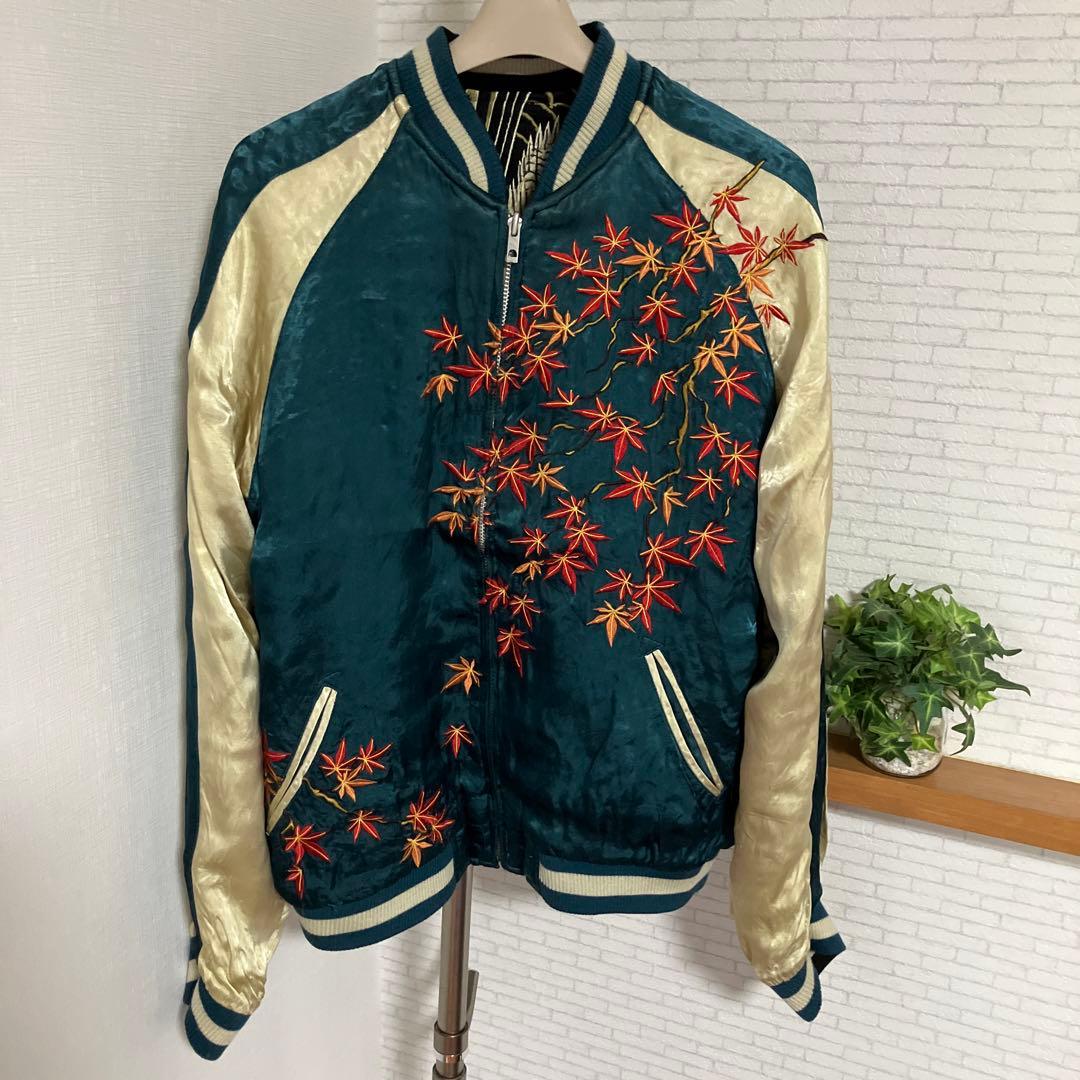 百花繚乱　スカジャン　リバーシブル　レーヨン　もみじ　紅葉　鷹　鷲