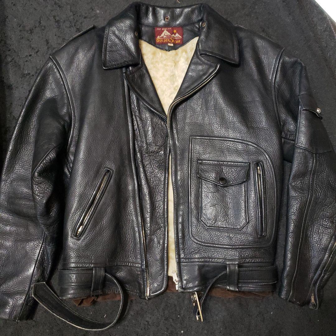 60's GOLDEN STAR ダブルライダース レザージャケット Dポケット