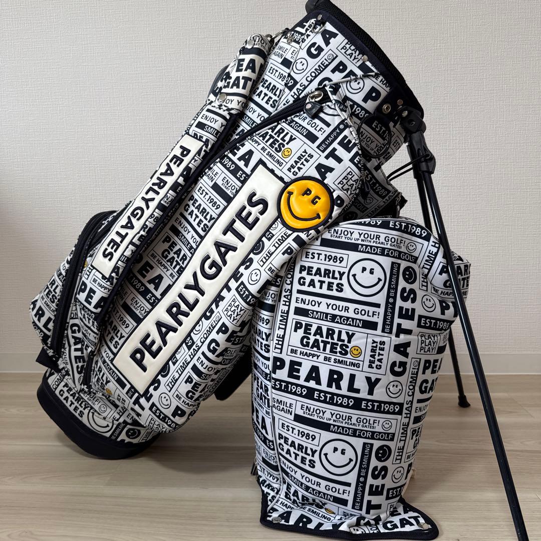 パーリーゲイツ　キャディバッグ　スタンド式　軽量　総柄　白　ホワイト　完売品