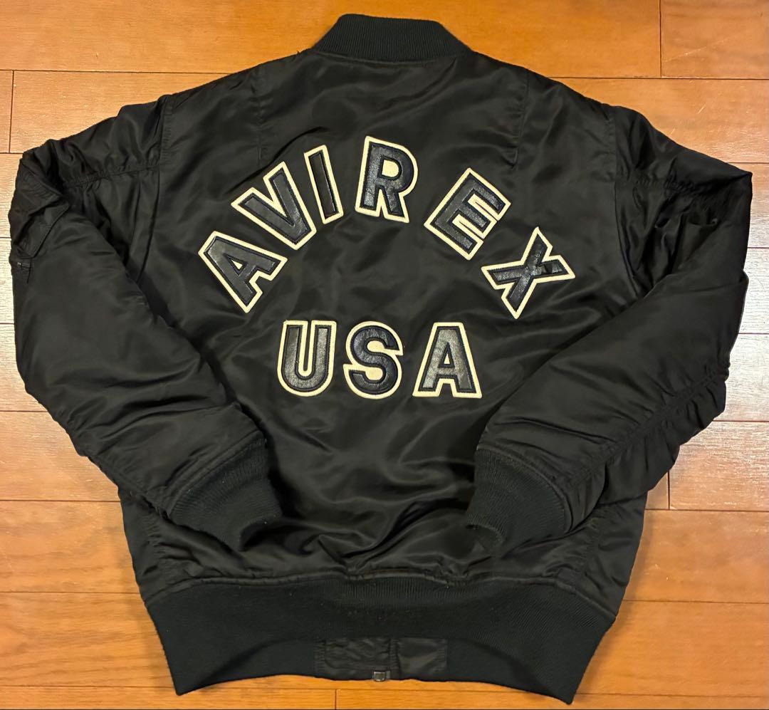 AVIREX USA MA-1フライトジャケット ブラック　L