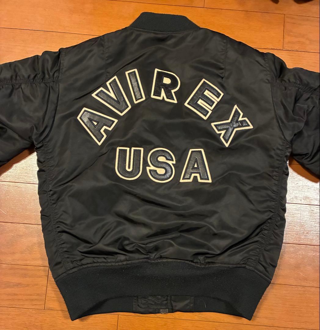 AVIREX USA MA-1フライトジャケット ブラック　L