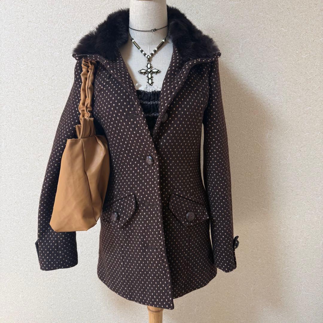 ॰˳ཻ̊✩ギャル 姫ギャル 平成ギャル コート 森ガール 水玉 ドット コート