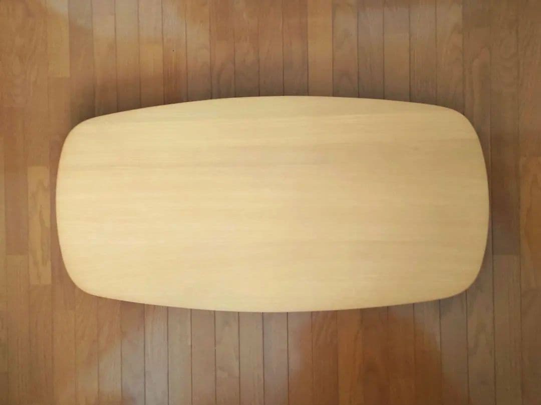 【送料無料】楕円形 折れ脚 センターテーブル 下部スラット棚付き