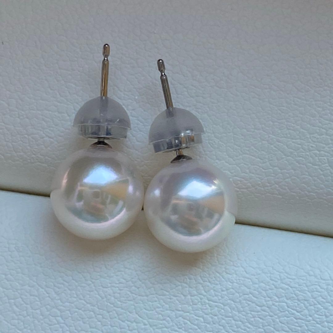 2029 美品❣️Pt900 あこや真珠　花珠　8.5mm ピアス　鑑別カード
