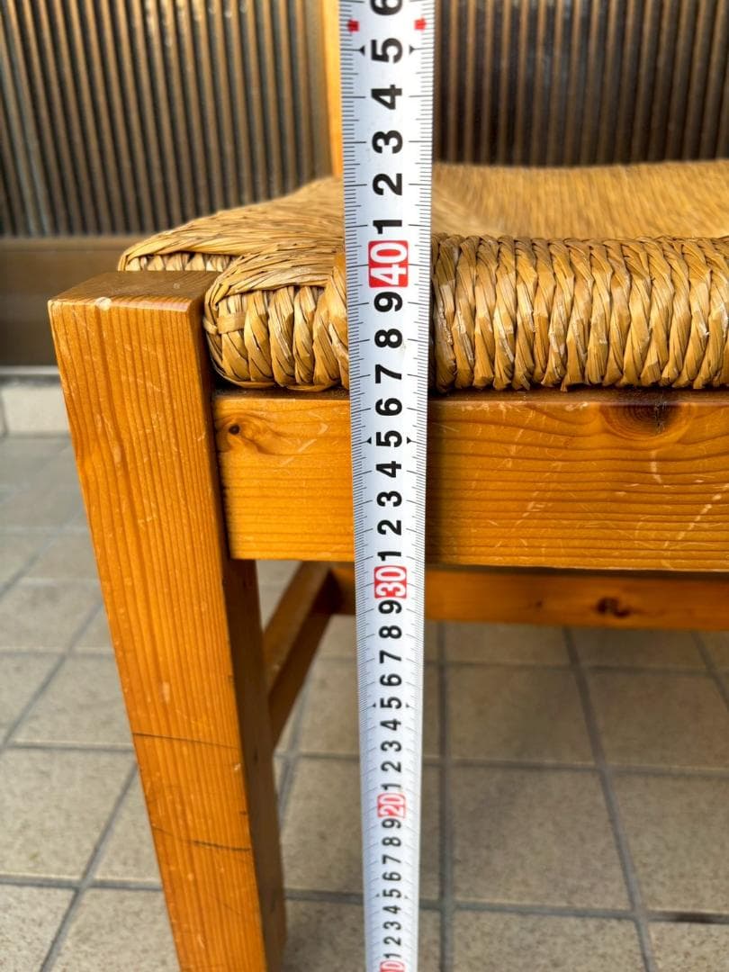 ②　ヴィンテージ　木製　ラッシュシート　ラタン　ダイニングチェア　インテリア
