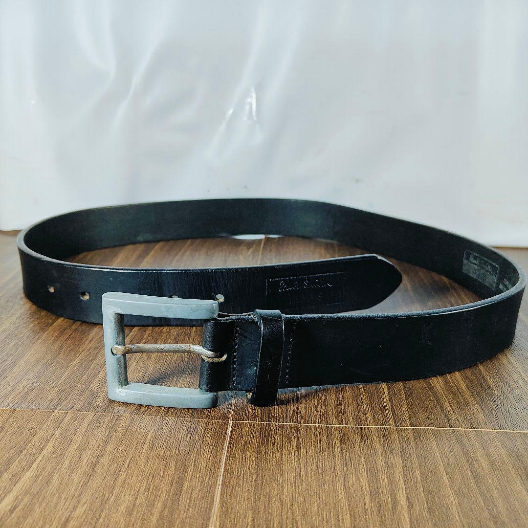 【英国製ヴィンテージ】Paul Smith　高級ドレスベルト　艶黒厚本革　正規品