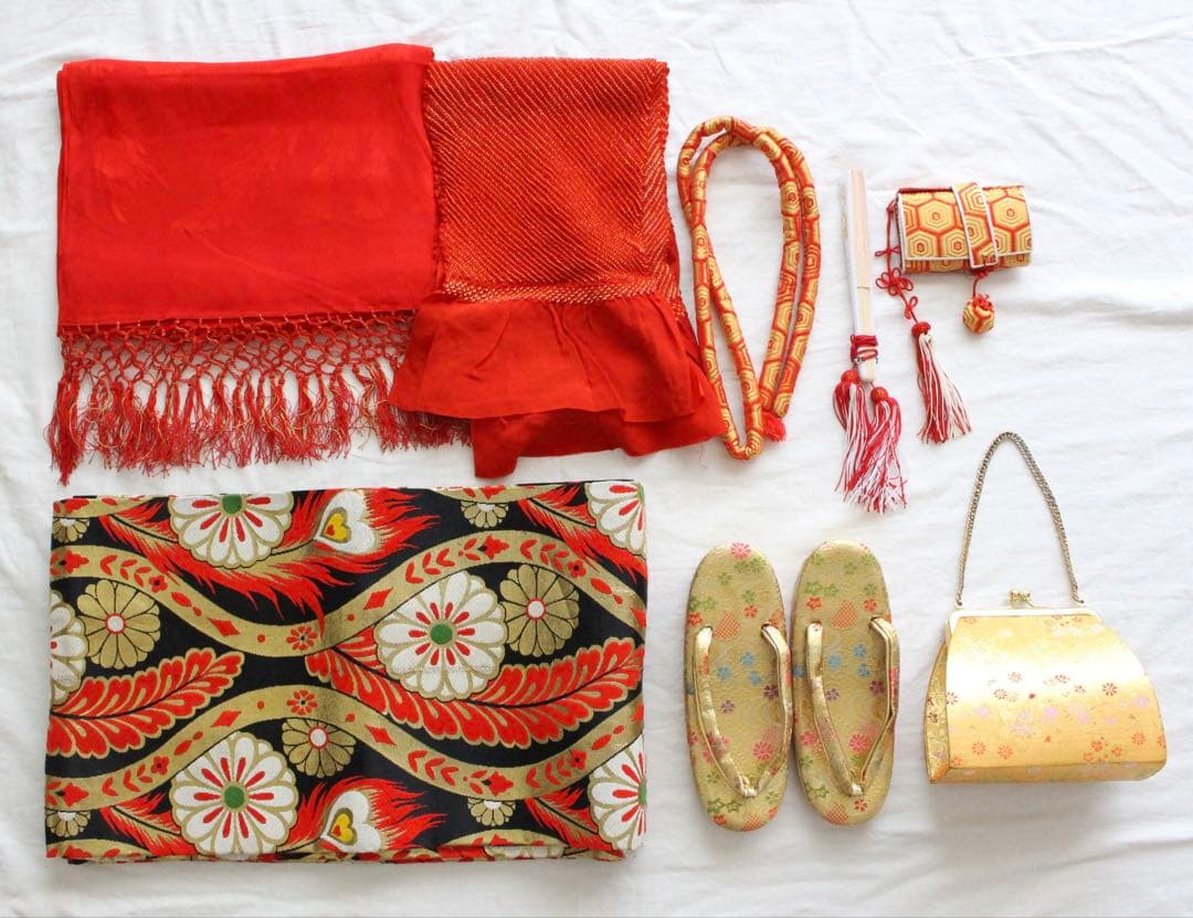 七五三 7歳 女の子 子供 アンティーク 着物 帯 セット