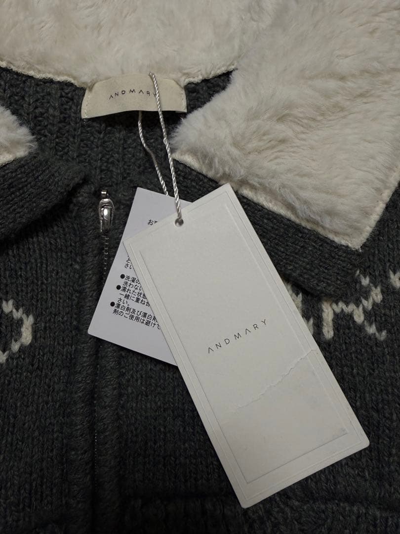 トップス andmary mary logo zip tops gray