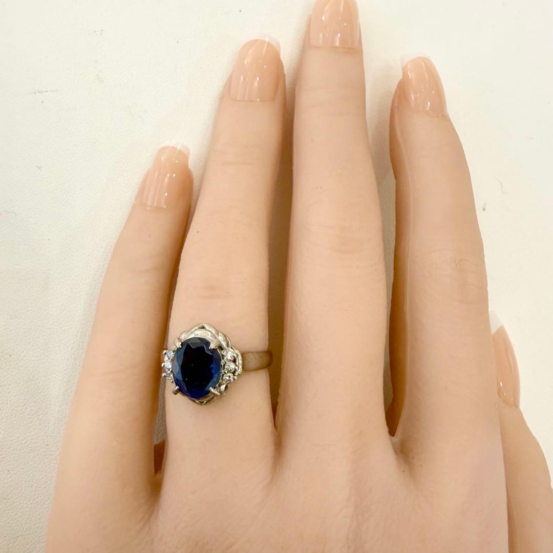 Pt900 ブルーサファイア 2.263ct ダイヤ 0.10ct リング