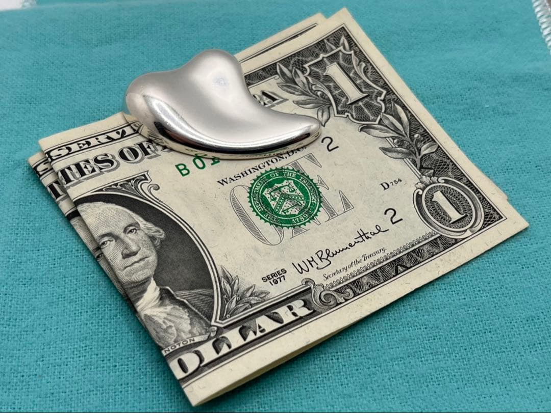 h160 美品　希少　ティファニー　フルハート　マネークリップ　シルバー　925