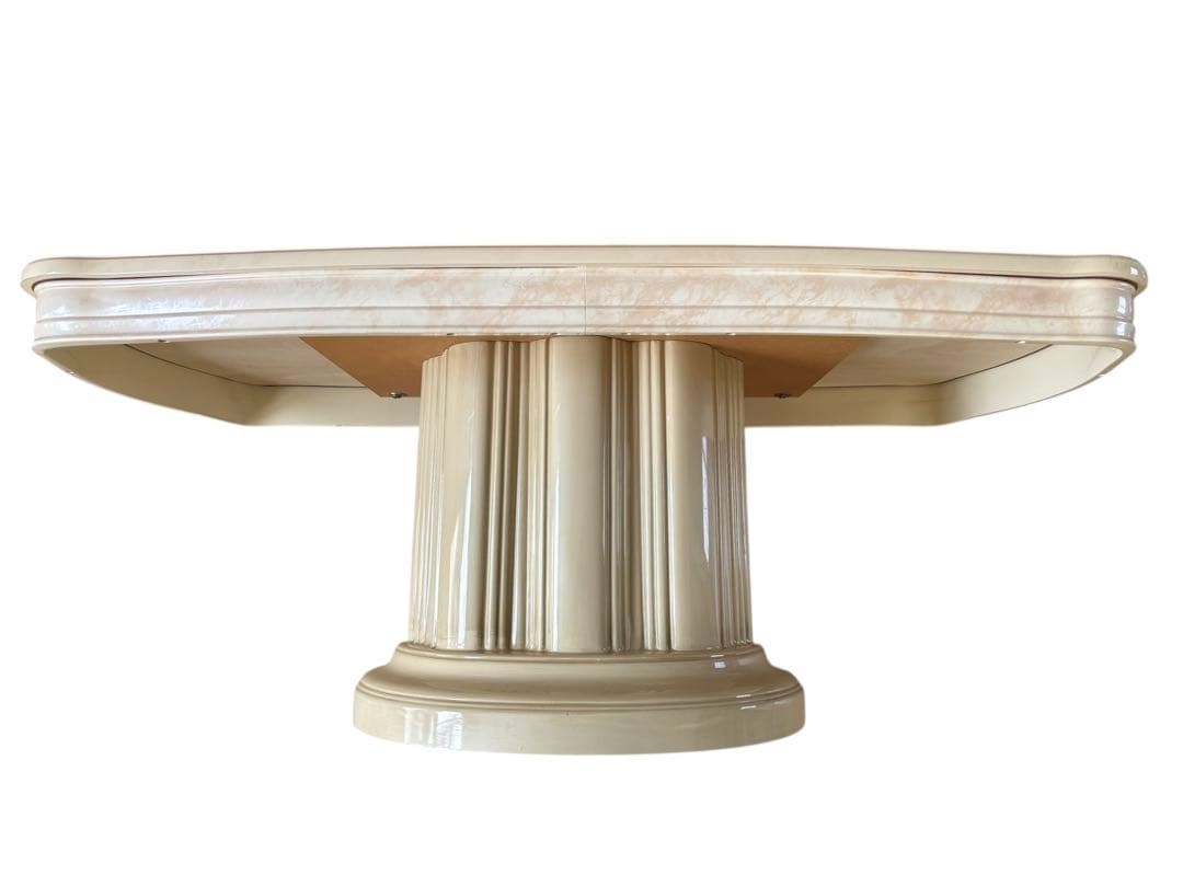 アマルフィ　ダイニングテーブル 大理石調 天板 クラシック 一本脚