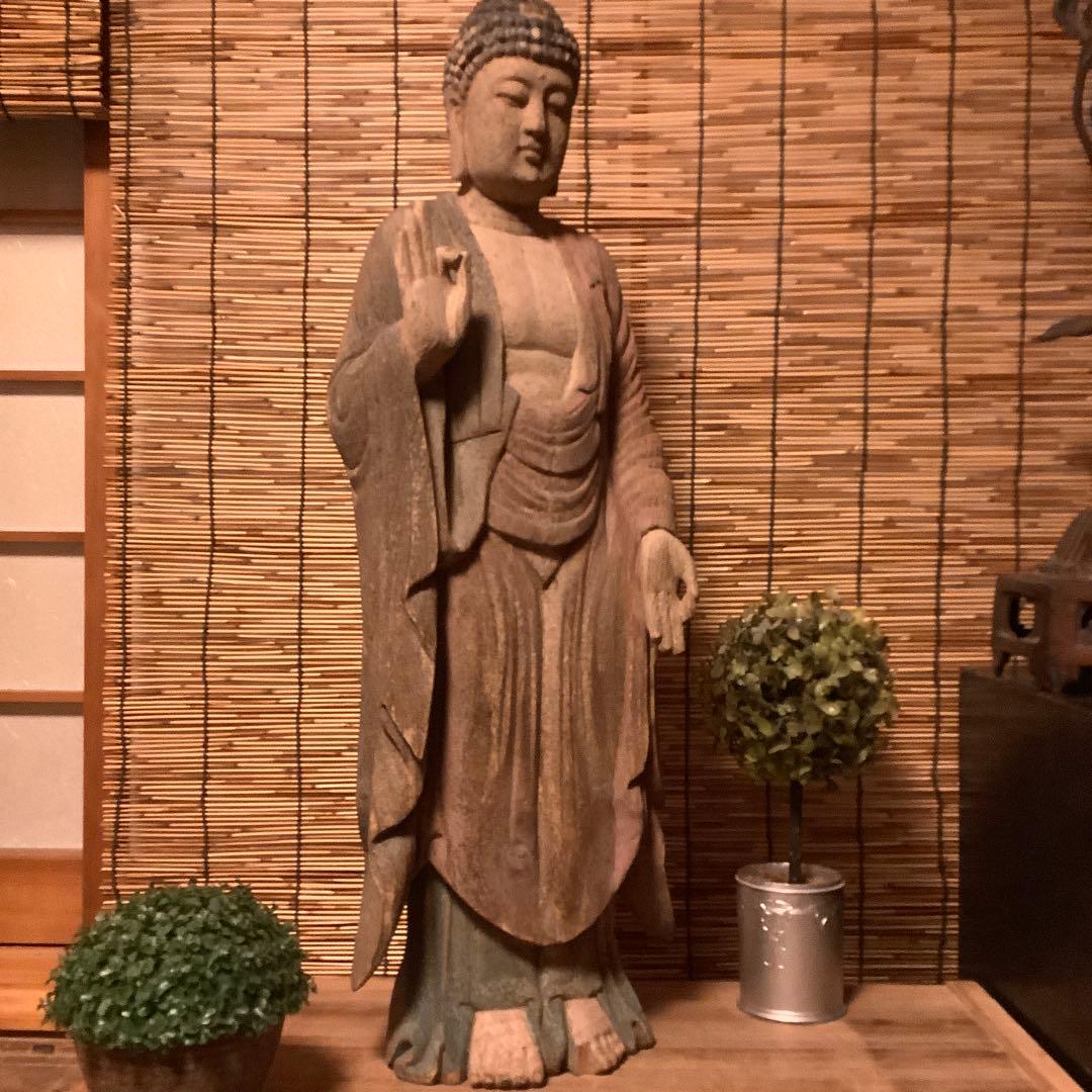 室町・本師本仏「阿弥陀如来」仏説無量寿経・仏説無量寿経・寺院放出・救済・特大木彫