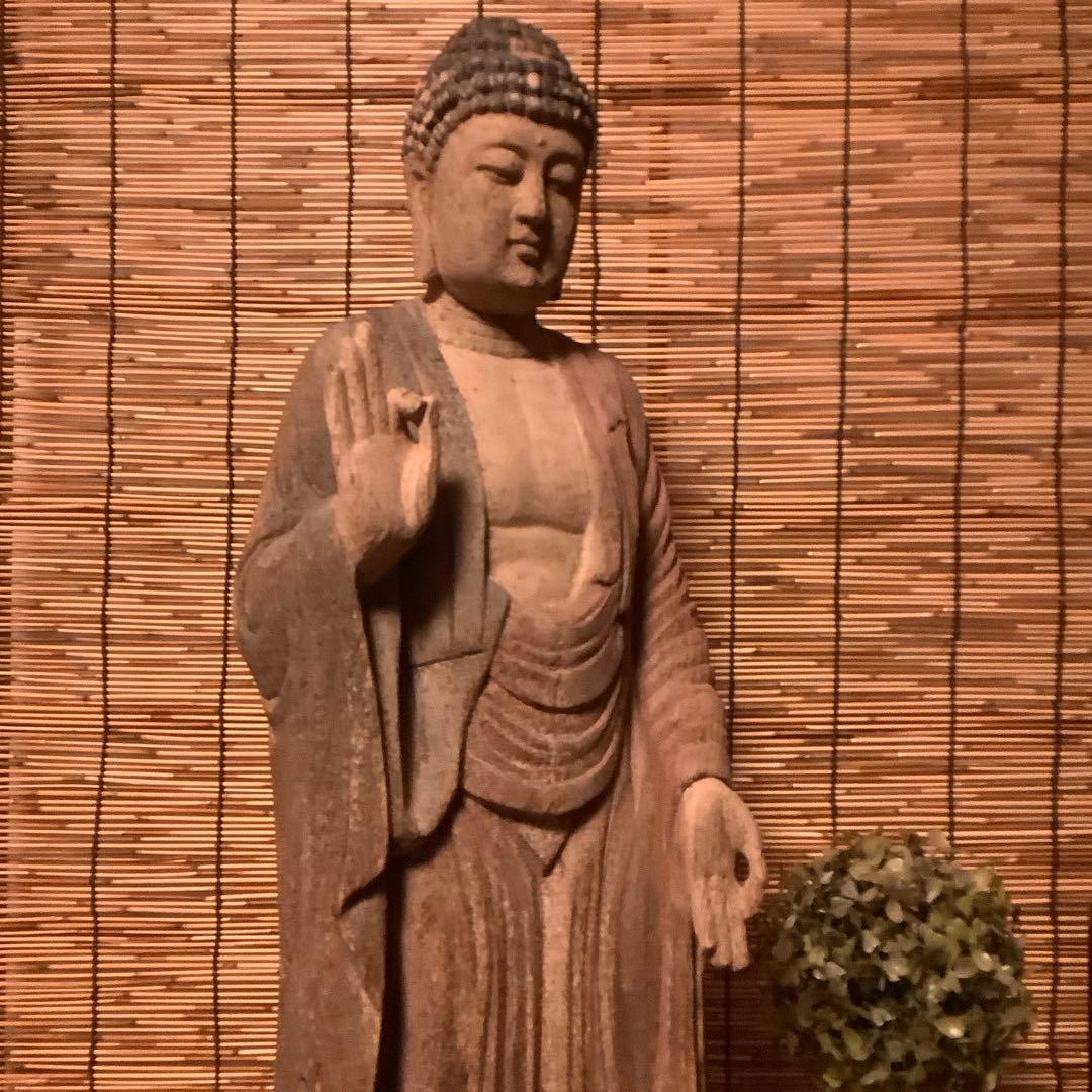 室町・本師本仏「阿弥陀如来」仏説無量寿経・仏説無量寿経・寺院放出・救済・特大木彫