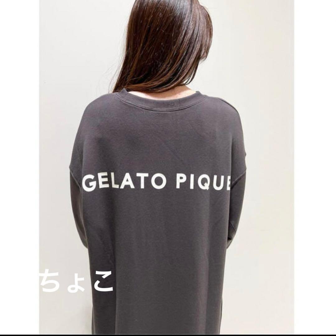 新品♡レア♡ジェラートピケ ロゴスウェットドレス チャコールグレー