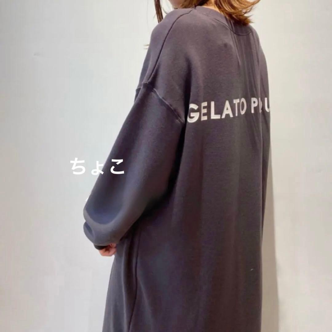 新品♡レア♡ジェラートピケ ロゴスウェットドレス チャコールグレー