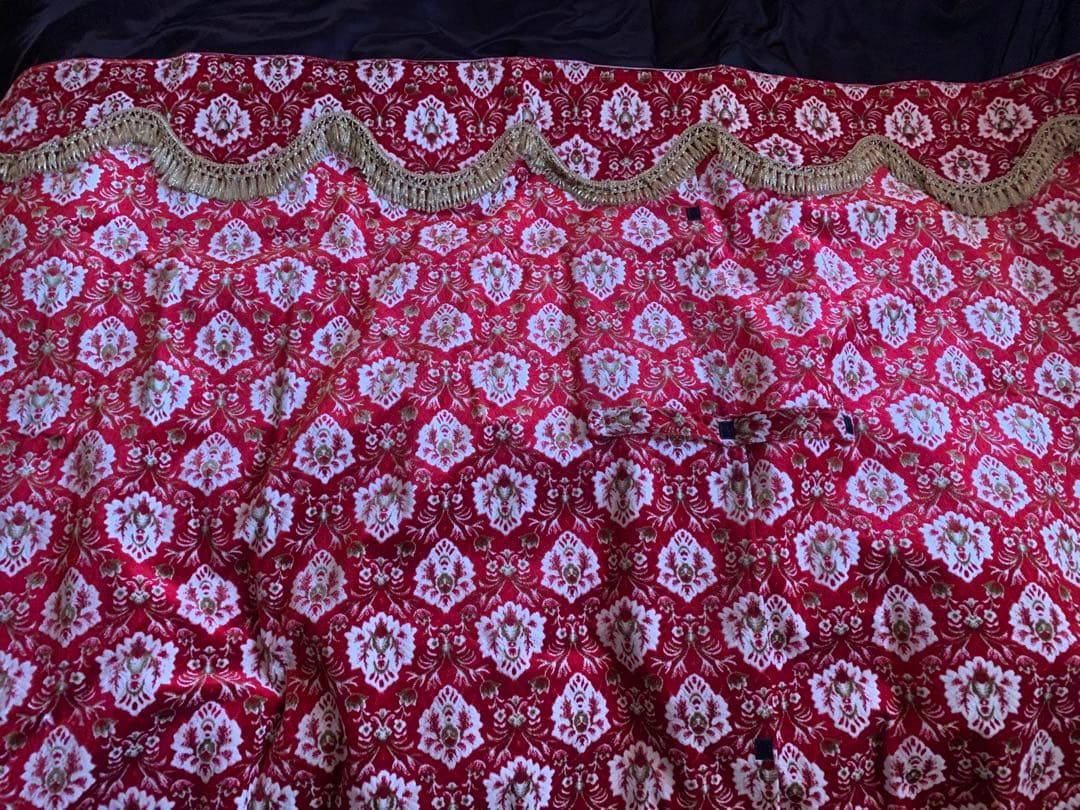 天*君様 金華山新格子赤センターカーテン