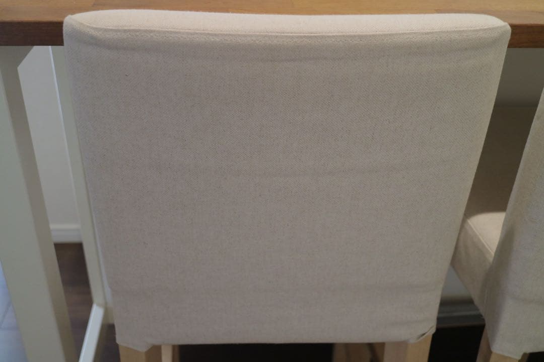 【IKEA 4点セット】カウンターテーブル＆カバー付椅子2脚＆新品椅子カバー1枚