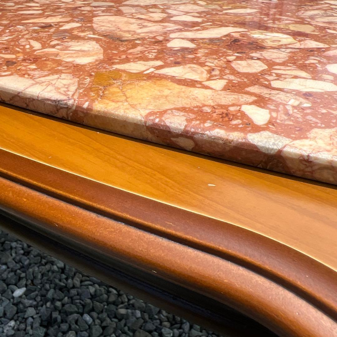 イタリア家具 大理石 センターテーブル ローテーブル ロココ調 猫脚 楕円