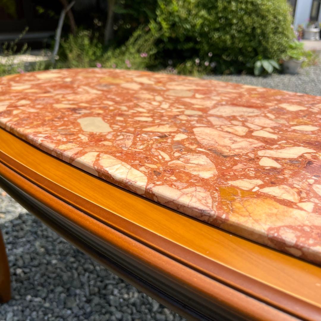 イタリア家具 大理石 センターテーブル ローテーブル ロココ調 猫脚 楕円