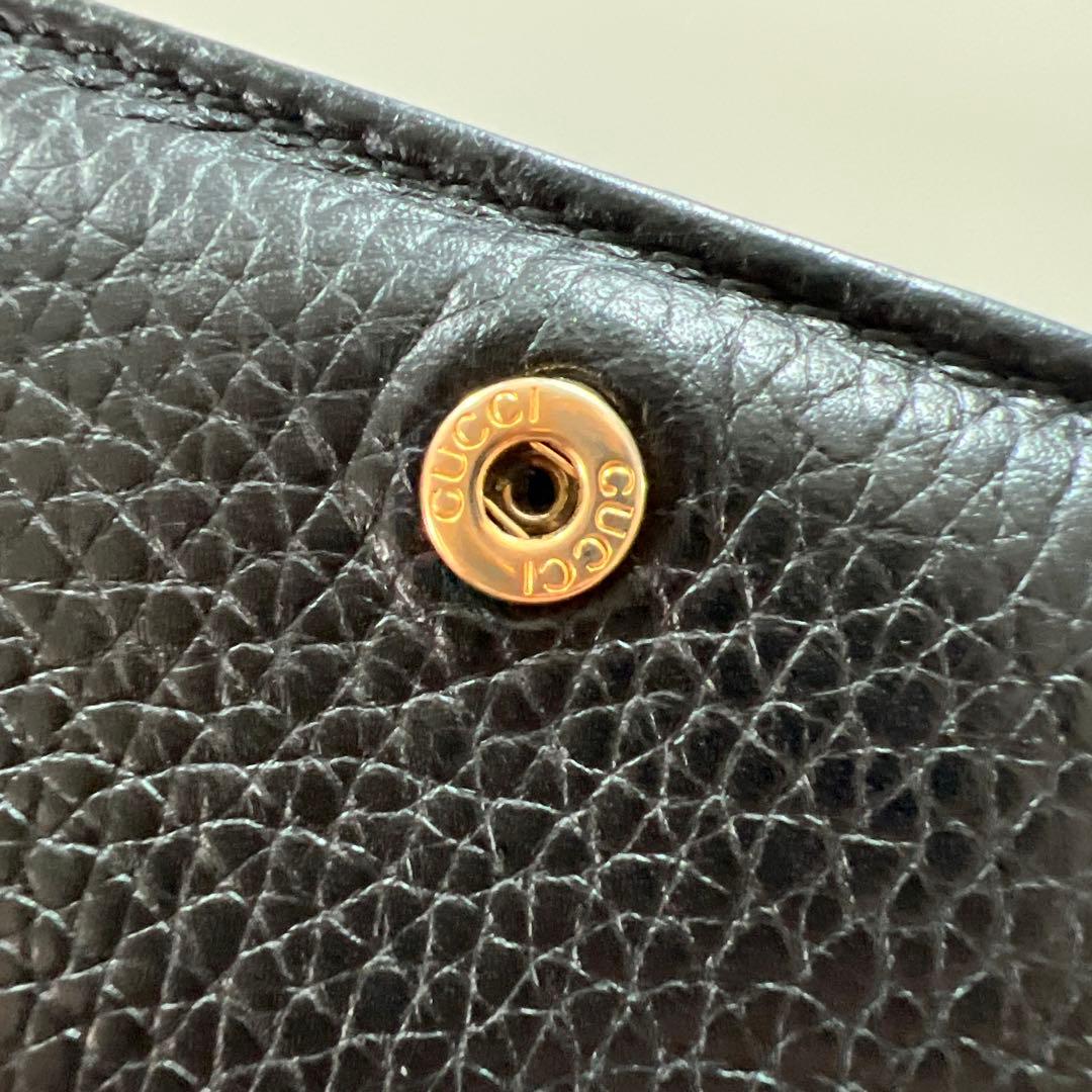 GUCCI 二つ折り財布 アニマリエ ビー ブラックレザー　蜂　ゴールド