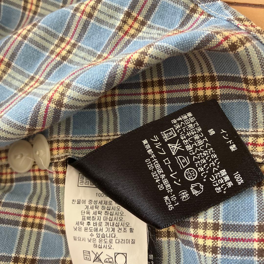 RRL ダブルアールエル　長袖シャツ　チェック　水色　Mサイズ