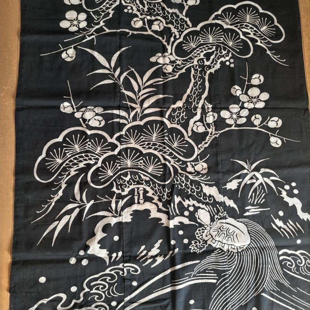 古布　筒描き　藍染　タペストリー